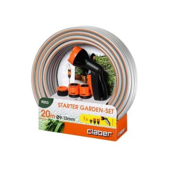 Градински маркуч комплект пистолет и свръзки 20м Ф9-13мм Claber Silver Elegant