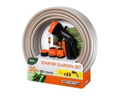 Градински маркуч комплект пистолет и свръзки 20м Ф9-13мм Claber Silver Elegant